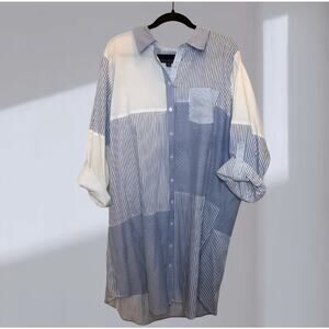 Tommy Hilfiger Patchwork Striped Button Down Tunic – Blue/White (20)